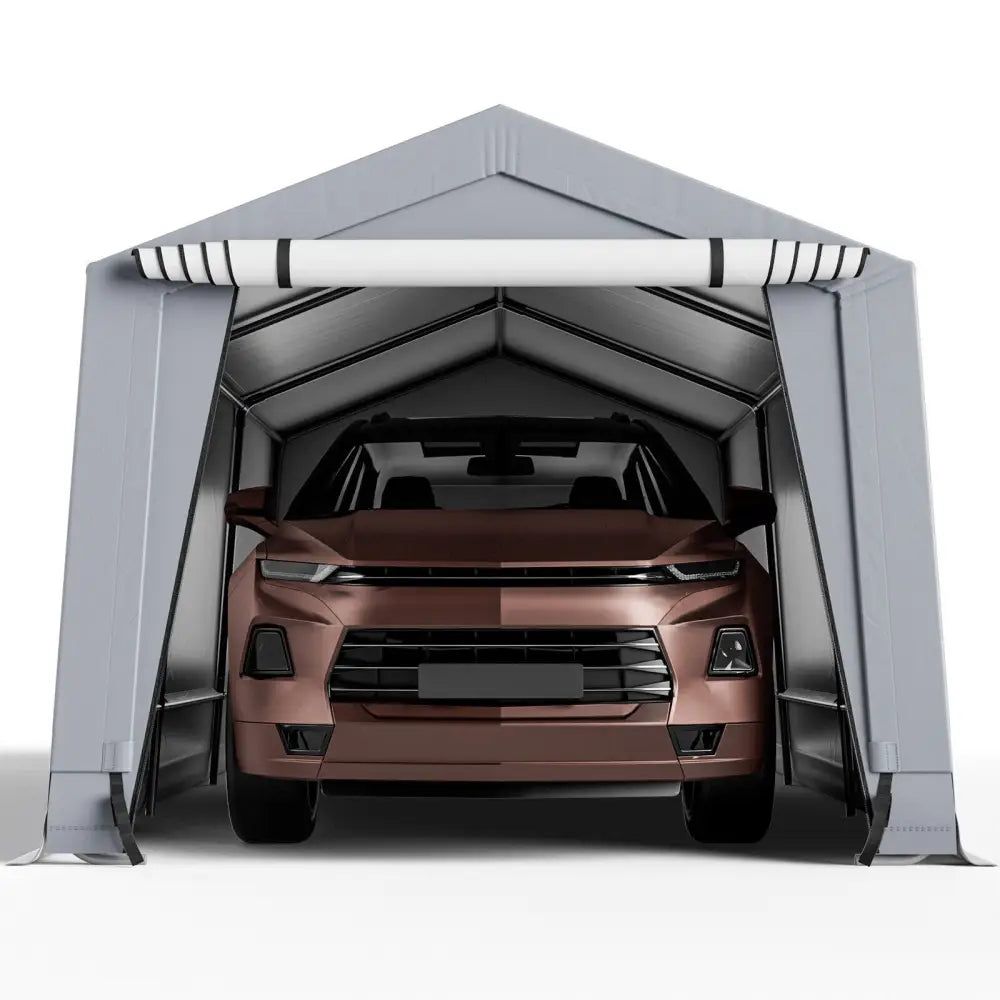 10 x 16/10 x 20 Feet Outdoor Heavy-Duty Carport with 2 Doors-10 x 20 ft - Gray - Carports