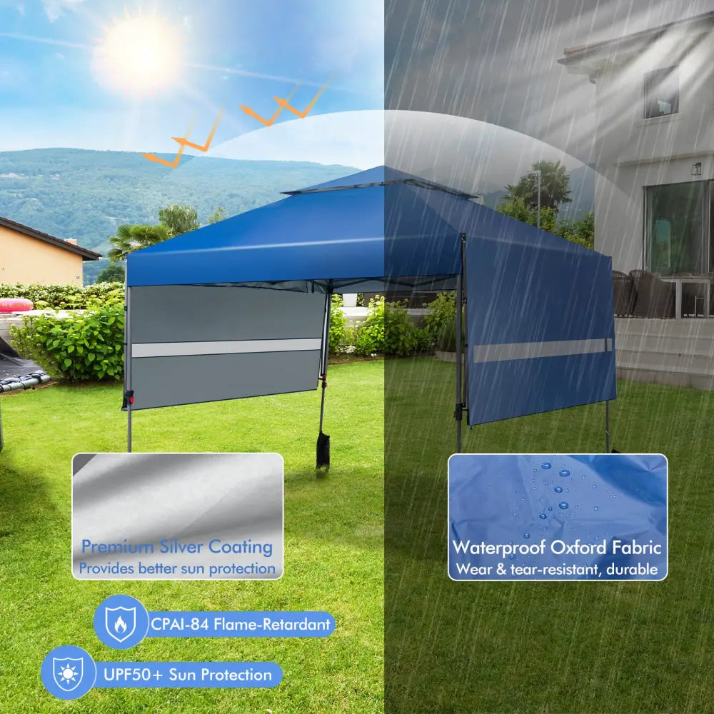10 x 17.6 Feet Outdoor Instant Pop-up Canopy Tent with Dual Half Awnings-Blue - Blue - Canopies