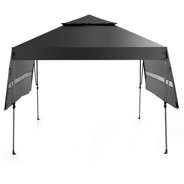 10 x 17.6 Feet Outdoor Instant Pop-up Canopy Tent with Dual Half Awnings-Black - Black - Canopies