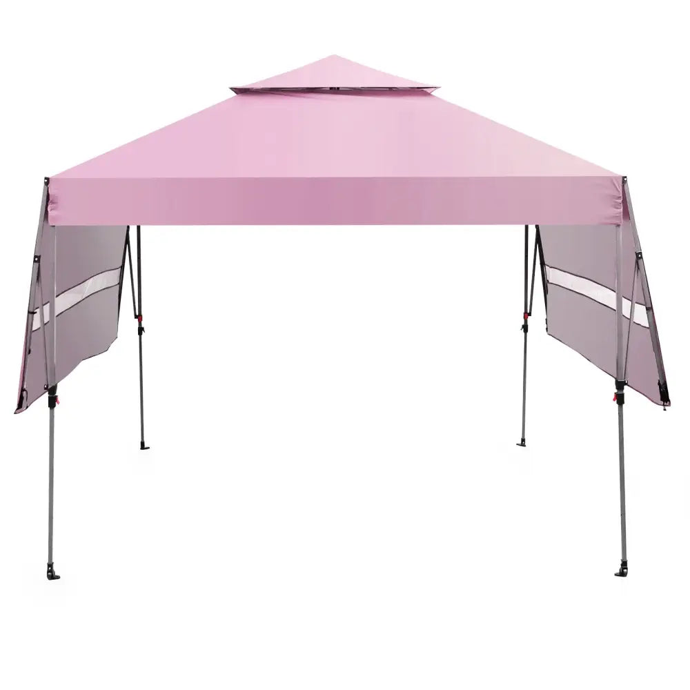 10 x 17.6 Feet Outdoor Instant Pop-up Canopy Tent with Dual Half Awnings-Pink - Pink - Canopies