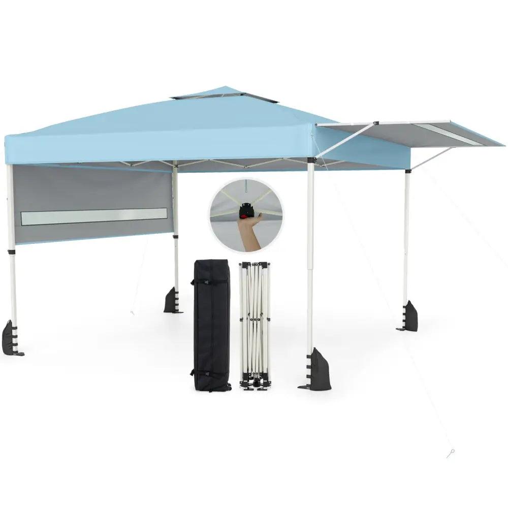 10 x 17 Feet Pop Up Canopy Tent with Dual Adjustable Awnings-Blue - Canopies