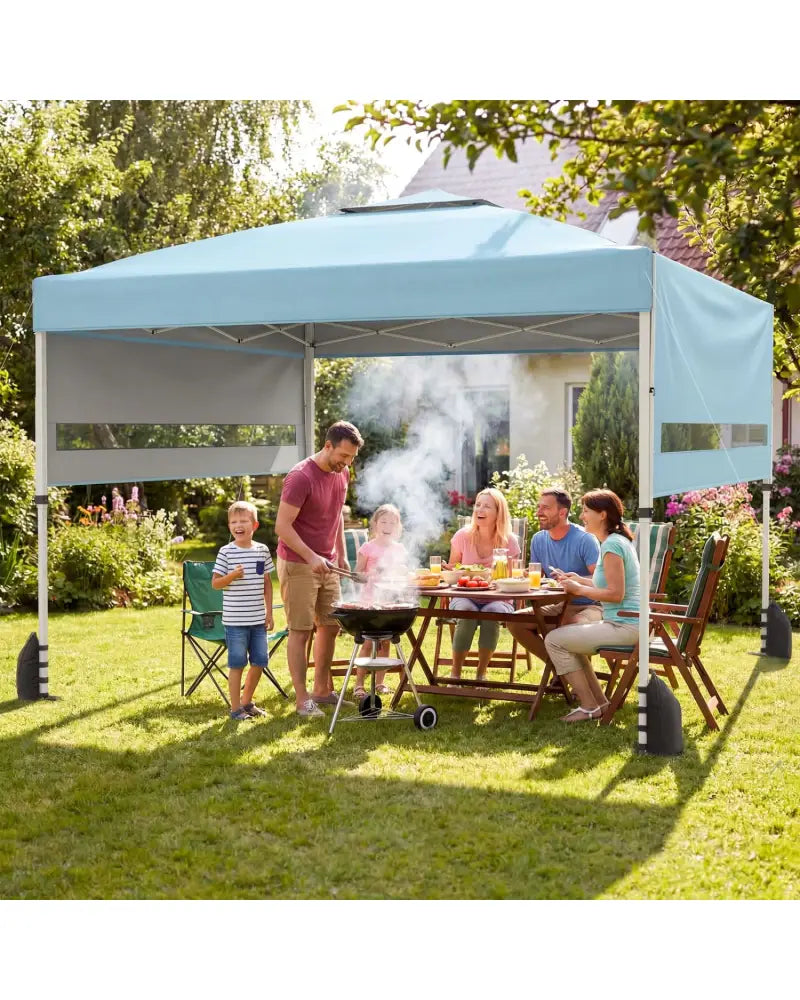 10 x 17 Feet Pop Up Canopy Tent with Dual Adjustable Awnings-Blue - Canopies
