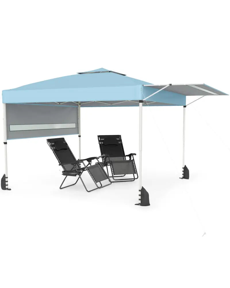 10 x 17 Feet Pop Up Canopy Tent with Dual Adjustable Awnings-Blue - Canopies