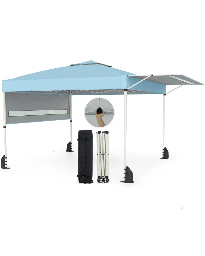 10 x 17 Feet Pop Up Canopy Tent with Dual Adjustable Awnings-Blue - Canopies