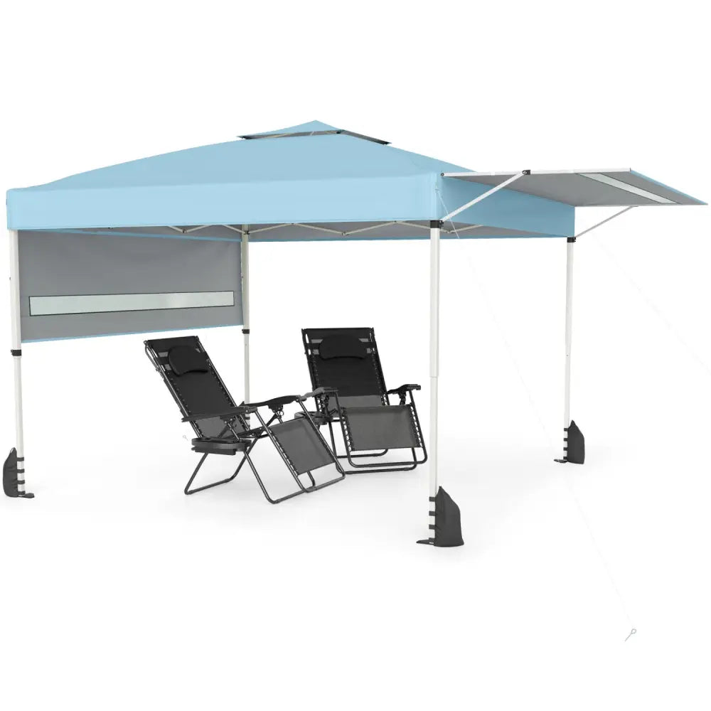 10 x 17 Feet Pop Up Canopy Tent with Dual Adjustable Awnings-Blue - Canopies