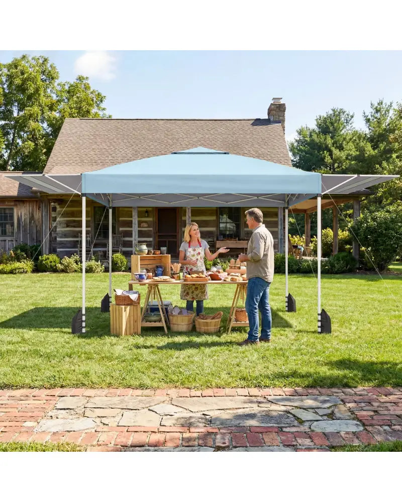 10 x 17 Feet Pop Up Canopy Tent with Dual Adjustable Awnings-Blue - Canopies
