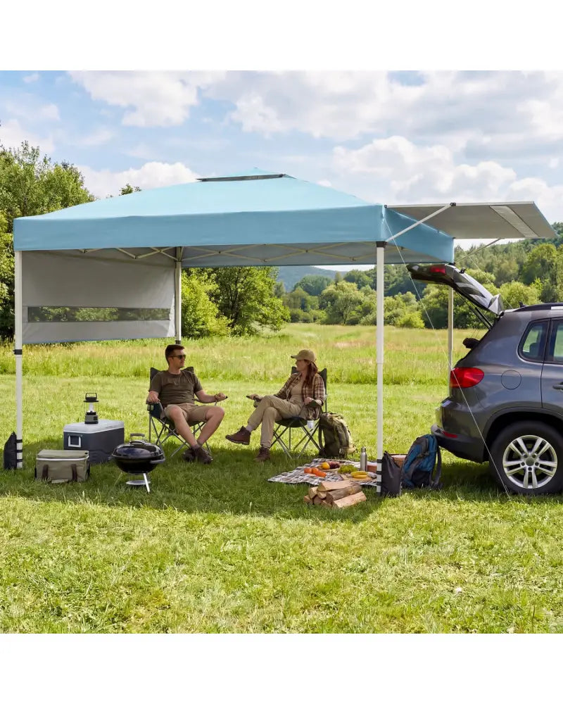 10 x 17 Feet Pop Up Canopy Tent with Dual Adjustable Awnings-Blue - Canopies