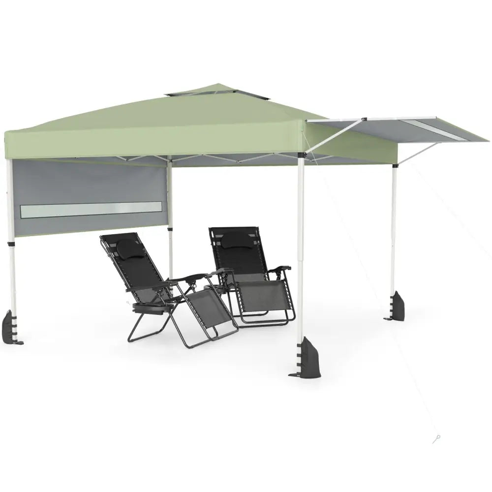 10 x 17 Feet Pop Up Canopy Tent with Dual Adjustable Awnings-Green - Canopies