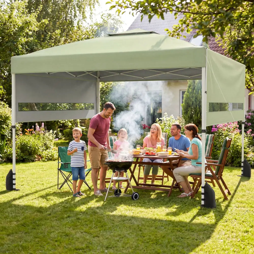 10 x 17 Feet Pop Up Canopy Tent with Dual Adjustable Awnings-Green - Canopies