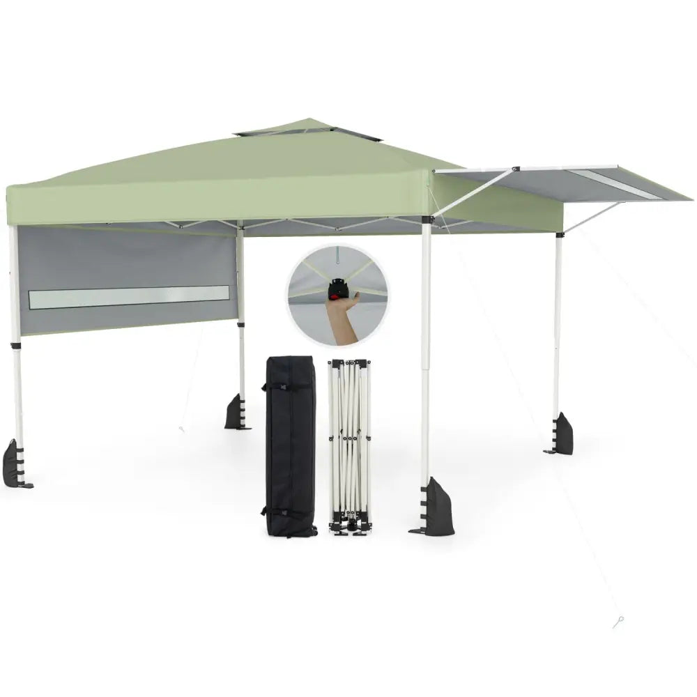 10 x 17 Feet Pop Up Canopy Tent with Dual Adjustable Awnings-Green - Canopies