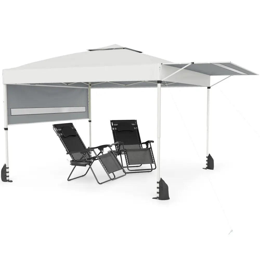 10 x 17 Feet Pop Up Canopy Tent with Dual Adjustable Awnings-White - White - Canopies