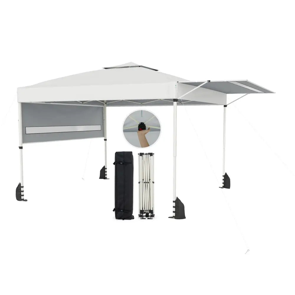 10 x 17 Feet Pop Up Canopy Tent with Dual Adjustable Awnings-White - White - Canopies