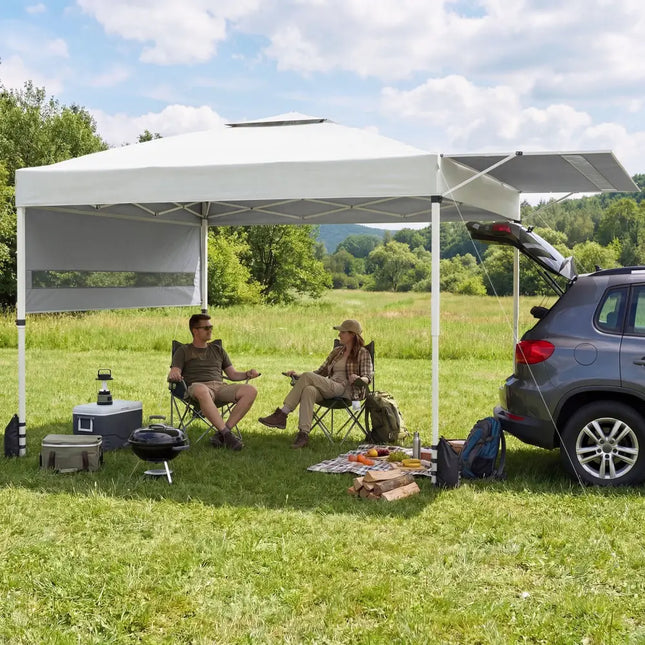 10 x 17 Feet Pop Up Canopy Tent with Dual Adjustable Awnings-White - White - Canopies