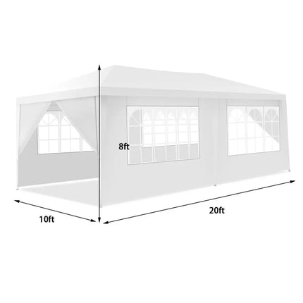 10 x 20 Feet 6 Sidewalls Canopy Tent with Carry Bag-White - White - Canopies