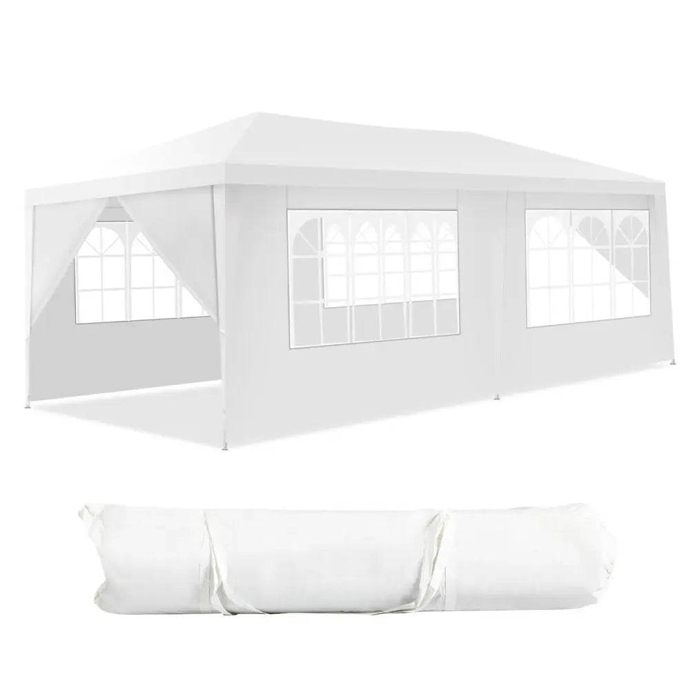 10 x 20 Feet 6 Sidewalls Canopy Tent with Carry Bag-White - White - Canopies
