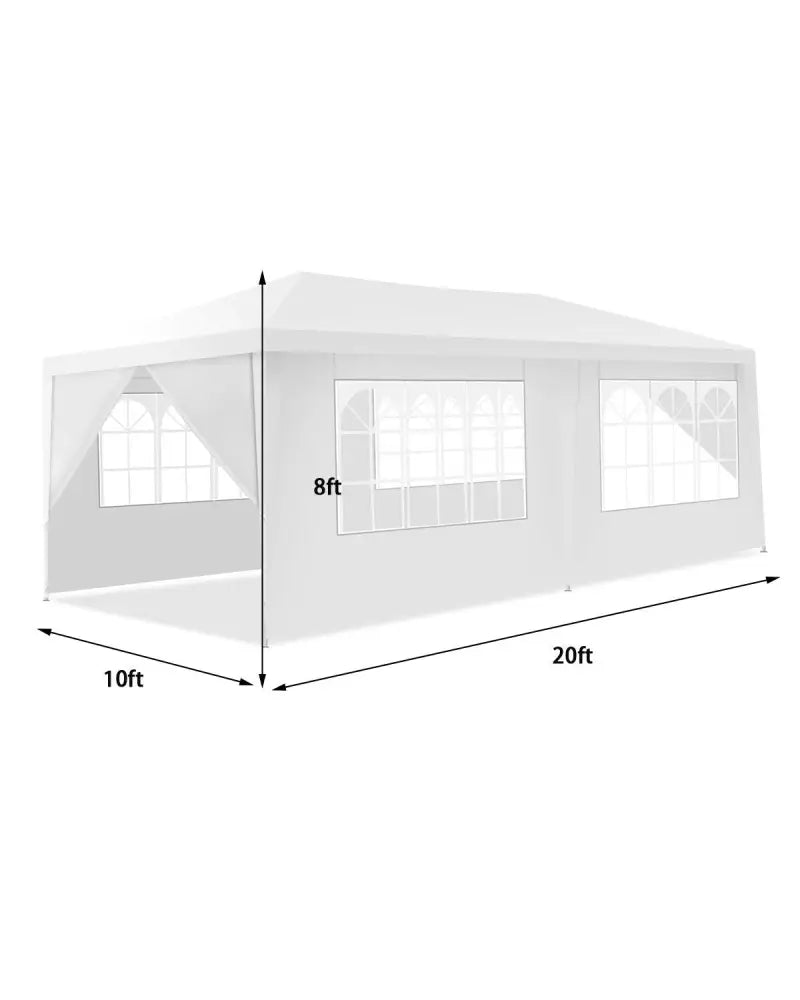 10 x 20 Feet 6 Sidewalls Canopy Tent with Carry Bag-White - White - Canopies