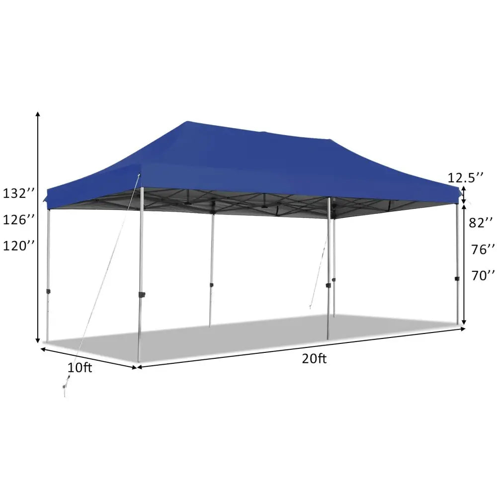 10 x 20 Feet Adjustable Folding Heavy Duty Sun Shelter with Carrying Bag-Blue - Blue - Canopies