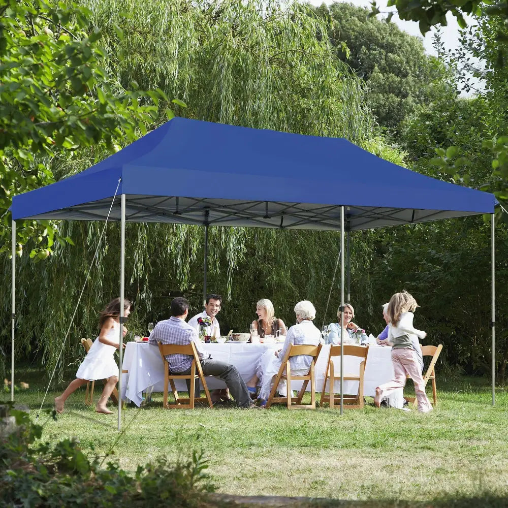 10 x 20 Feet Adjustable Folding Heavy Duty Sun Shelter with Carrying Bag-Blue - Blue - Canopies