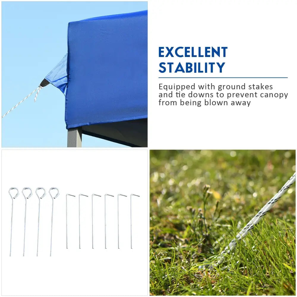 10 x 20 Feet Adjustable Folding Heavy Duty Sun Shelter with Carrying Bag-Blue - Blue - Canopies