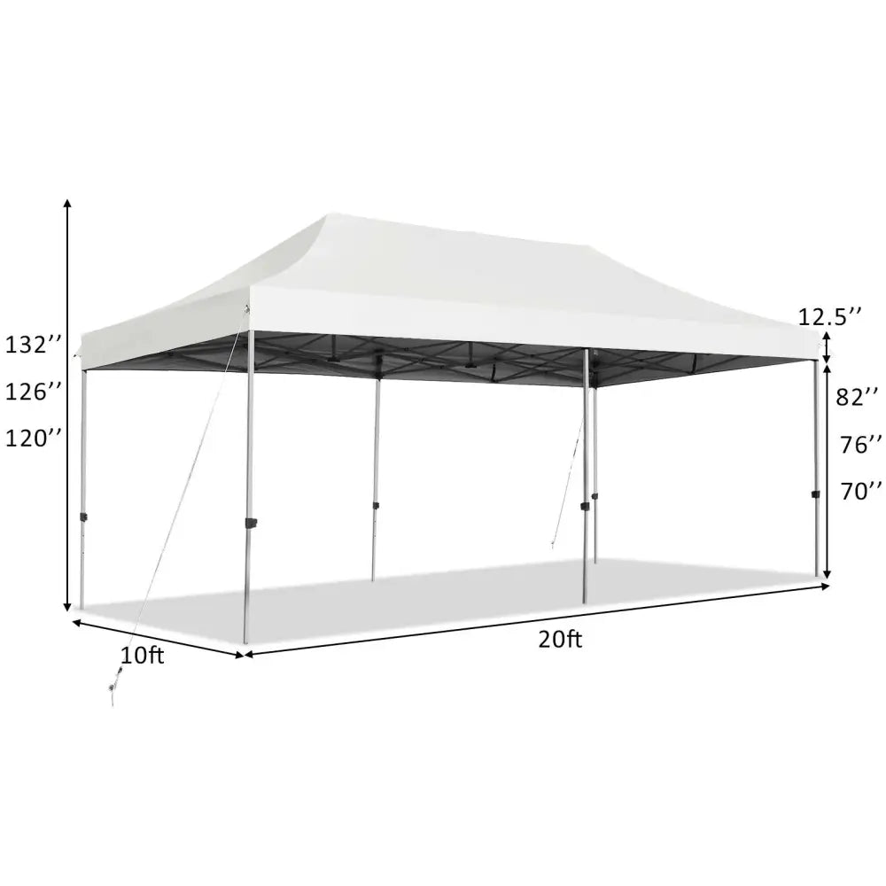 10 x 20 Feet Adjustable Folding Heavy Duty Sun Shelter with Carrying Bag-White - White - Canopies