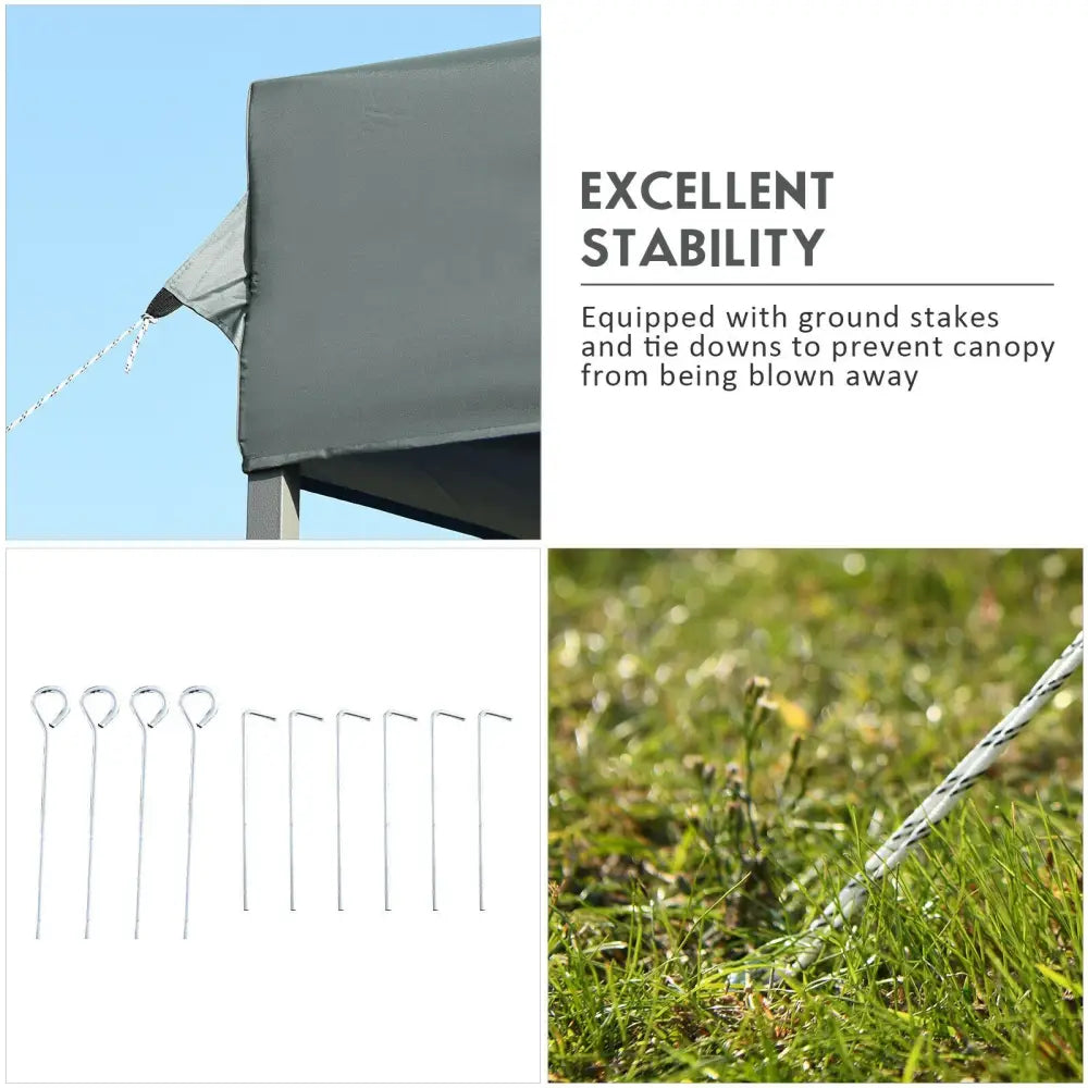 10 x 20 Feet Adjustable Folding Heavy Duty Sun Shelter with Carrying Bag-Gray - Gray - Canopies