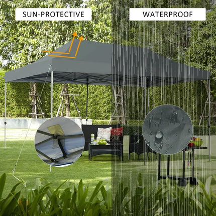10 x 20 Feet Adjustable Folding Heavy Duty Sun Shelter with Carrying Bag-Gray - Gray - Canopies