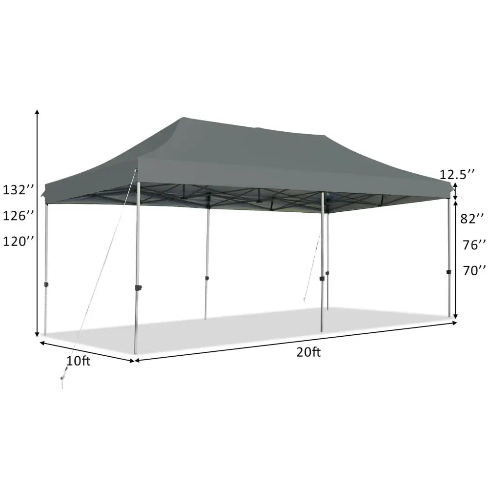 10 x 20 Feet Adjustable Folding Heavy Duty Sun Shelter with Carrying Bag-Gray - Gray - Canopies