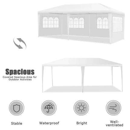 10 x 20 Feet Outdoor Party Wedding Canopy Tent with Removable Walls and Carry Bag - White - Canopies