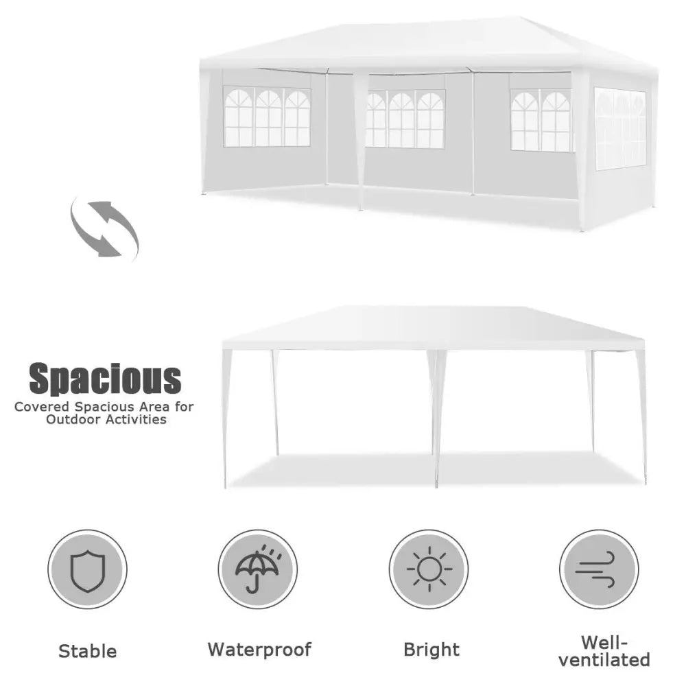 10 x 20 Feet Outdoor Party Wedding Canopy Tent with Removable Walls and Carry Bag - White - Canopies
