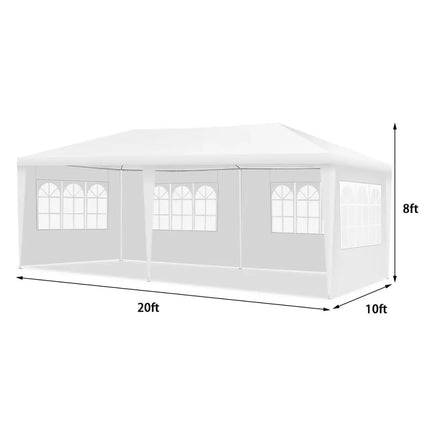 10 x 20 Feet Outdoor Party Wedding Canopy Tent with Removable Walls and Carry Bag - White - Canopies