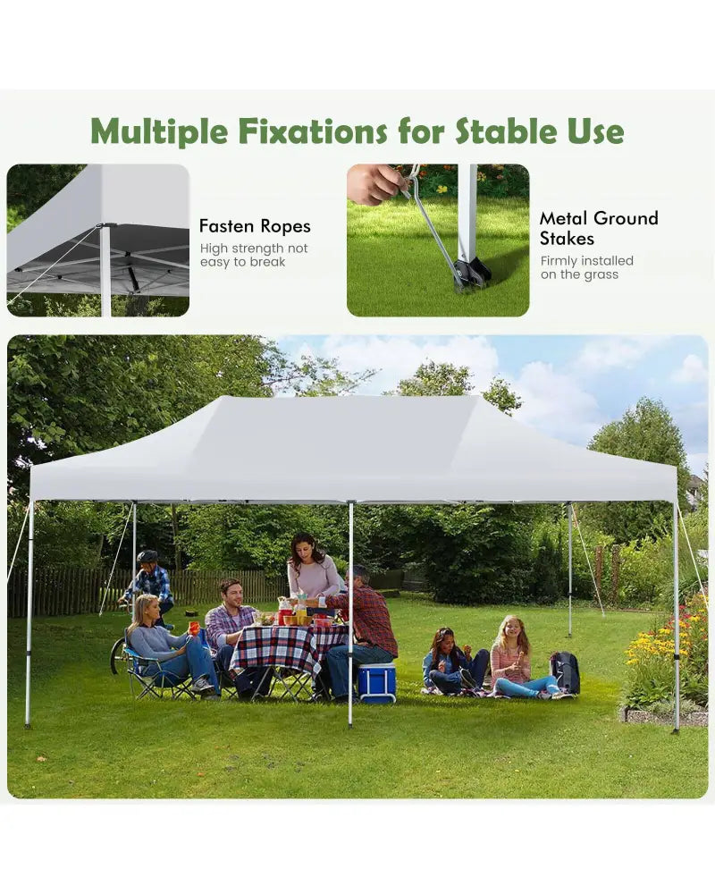 10 x 20 Feet Outdoor Pop-Up Patio Folding Canopy Tent-White - White - Canopies