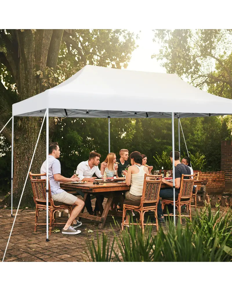 10 x 20 Feet Outdoor Pop-Up Patio Folding Canopy Tent-White - White - Canopies