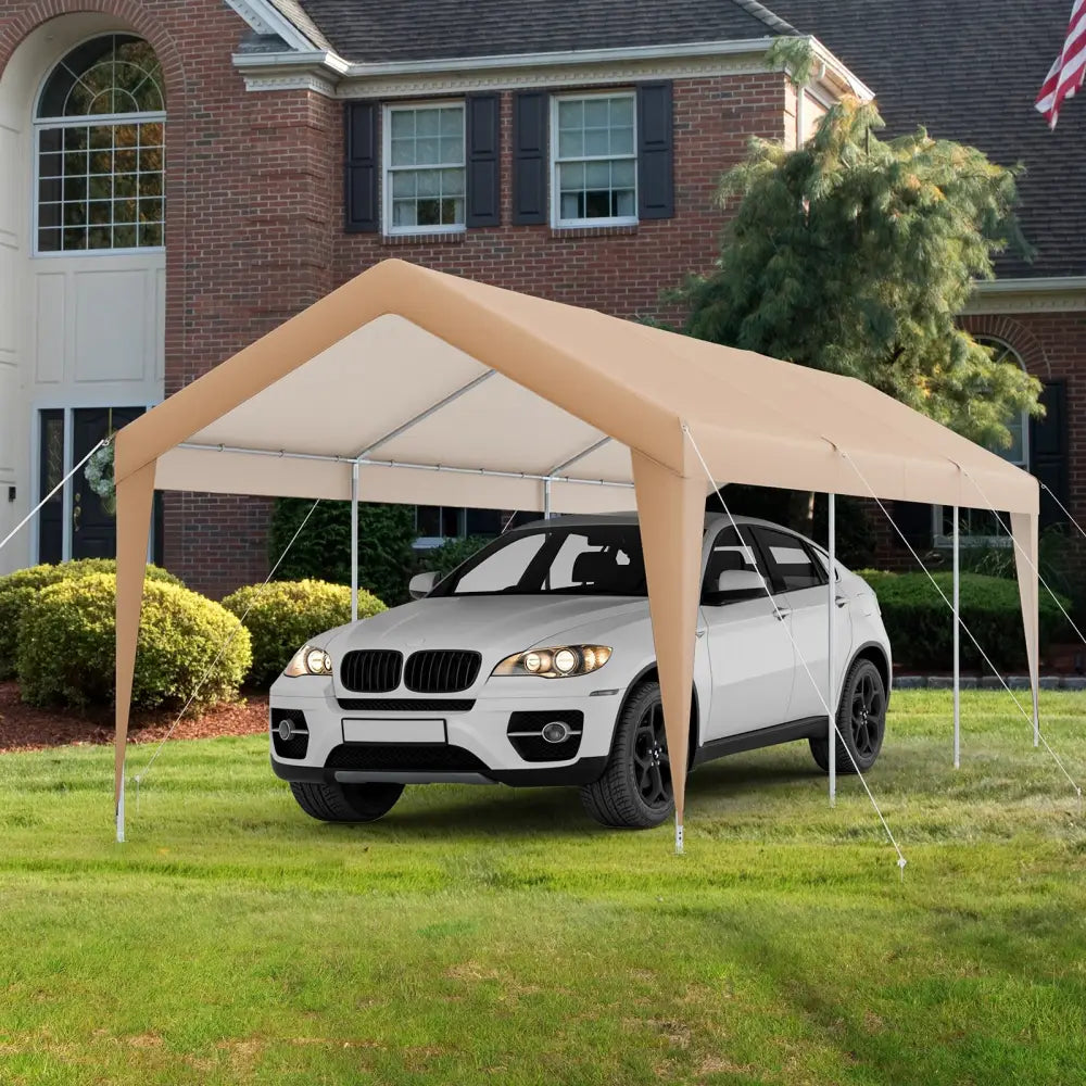 10 x 20 Feet Patio Heavy Duty All-Weather Carport-without Sidewall - Yellow - Carports