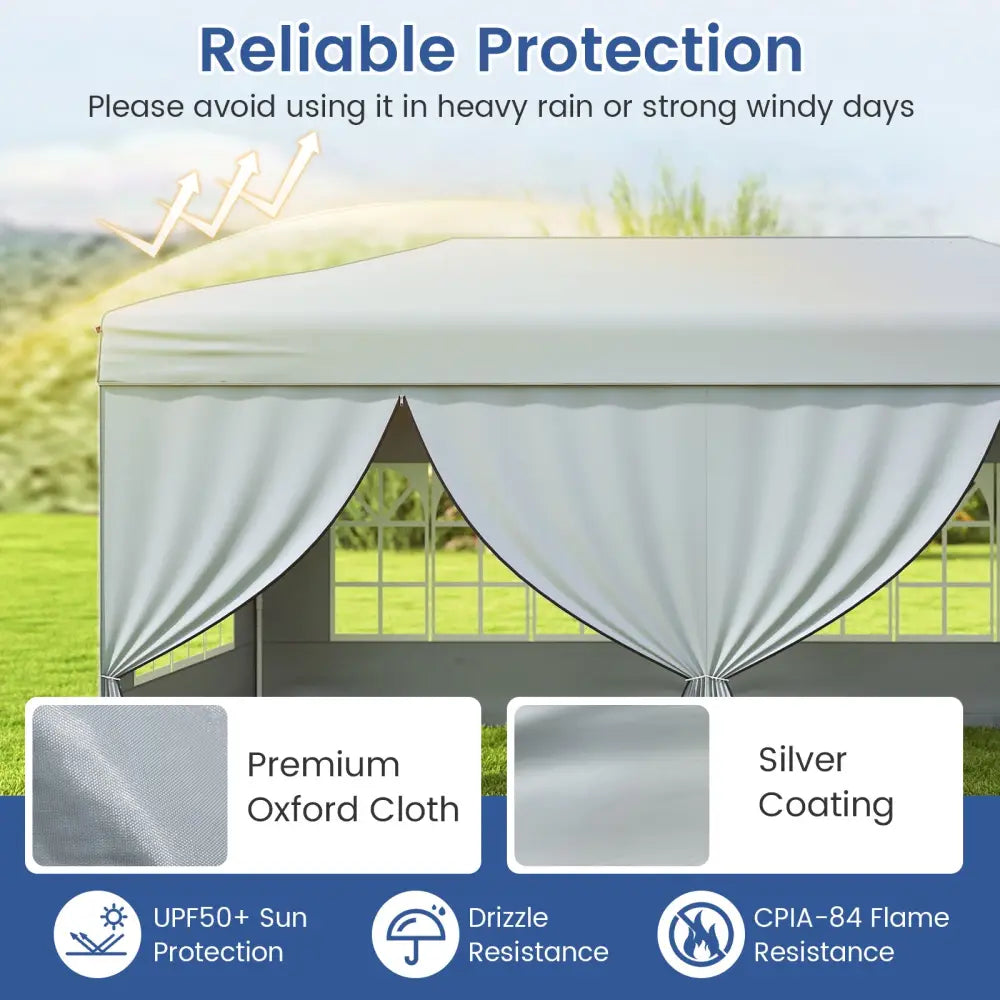 10 X 20 Feet Pop up Canopy Tent Instant Setup with 6 Sidewalls-Gray - Gray - Canopies