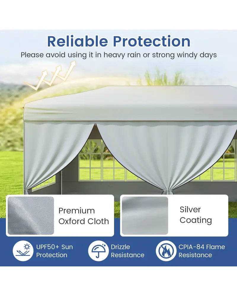 10 X 20 Feet Pop up Canopy Tent Instant Setup with 6 Sidewalls-Gray - Gray - Canopies