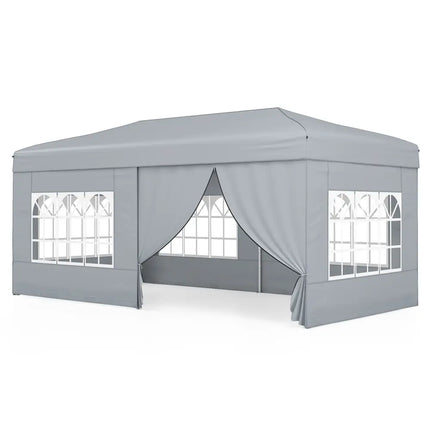 10 X 20 Feet Pop up Canopy Tent Instant Setup with 6 Sidewalls-Gray - Gray - Canopies
