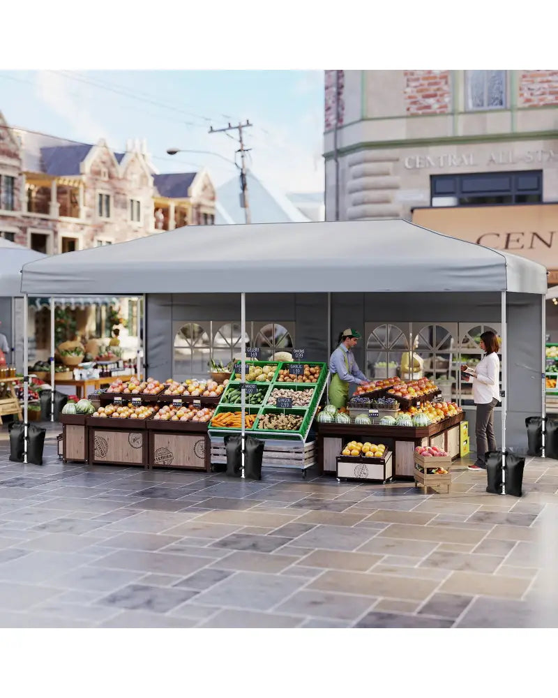 10 X 20 Feet Pop up Canopy Tent Instant Setup with 6 Sidewalls-Gray - Gray - Canopies