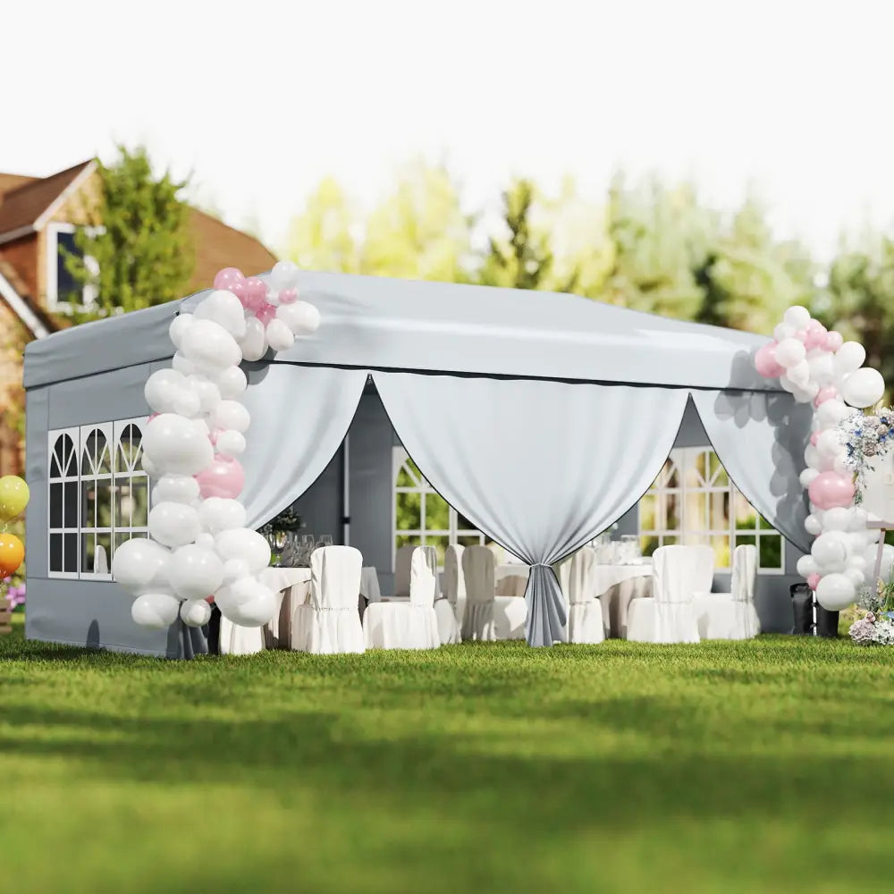 10 X 20 Feet Pop up Canopy Tent Instant Setup with 6 Sidewalls-Gray - Gray - Canopies