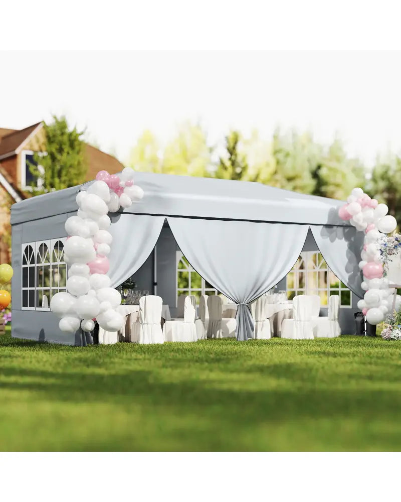 10 X 20 Feet Pop up Canopy Tent Instant Setup with 6 Sidewalls-Gray - Gray - Canopies
