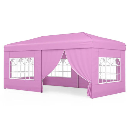 10 X 20 Feet Pop up Canopy Tent Instant Setup with 6 Sidewalls-Pink - Pink - Canopies