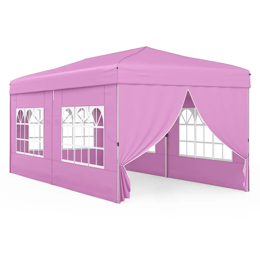10 X 20 Feet Pop up Canopy Tent Instant Setup with 6 Sidewalls-Pink - Pink - Canopies