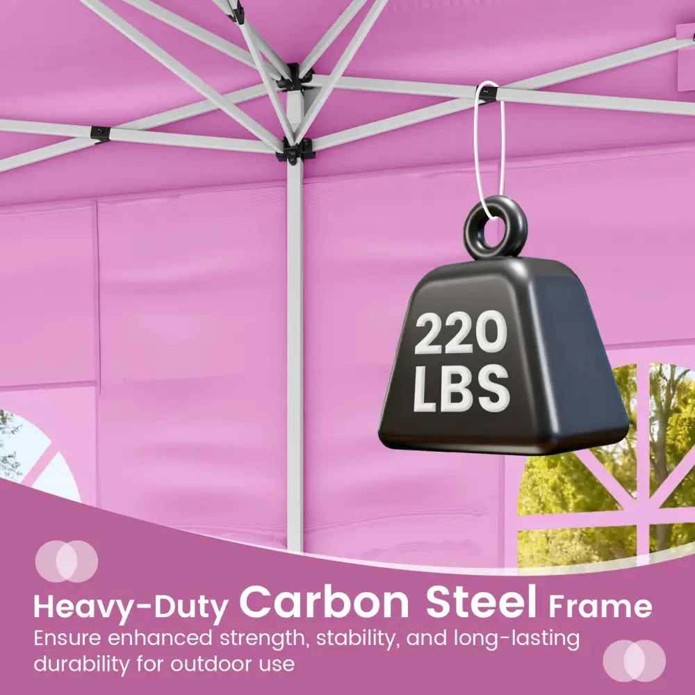 10 X 20 Feet Pop up Canopy Tent Instant Setup with 6 Sidewalls-Pink - Pink - Canopies