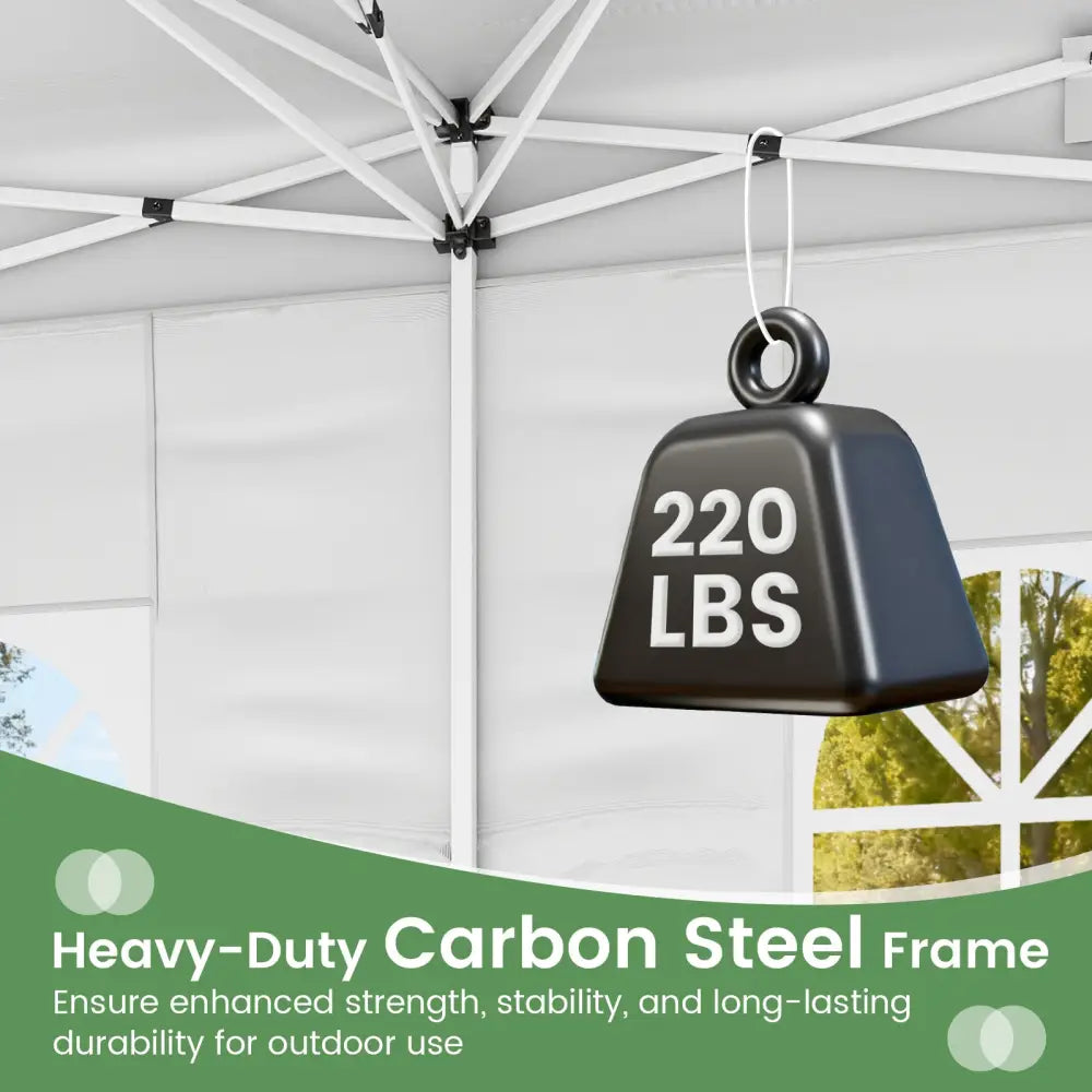 10 X 20 Feet Pop up Canopy Tent Instant Setup with 6 Sidewalls-White - White - Canopies