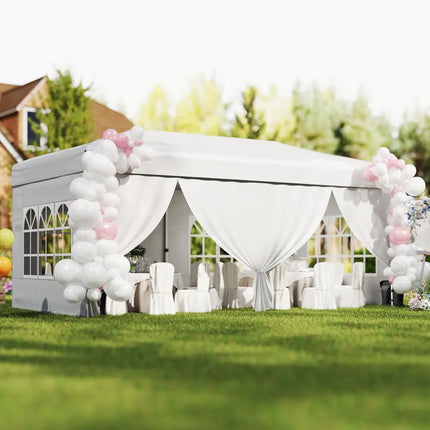 10 X 20 Feet Pop up Canopy Tent Instant Setup with 6 Sidewalls-White - White - Canopies