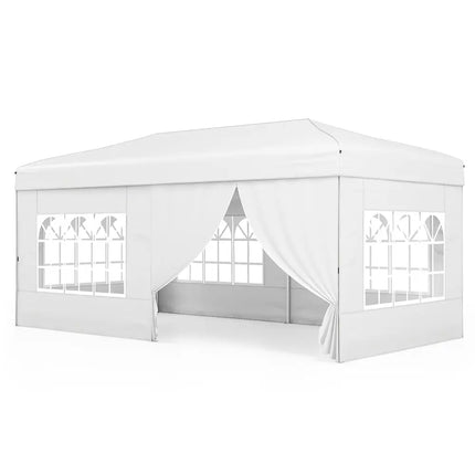 10 X 20 Feet Pop up Canopy Tent Instant Setup with 6 Sidewalls-White - White - Canopies