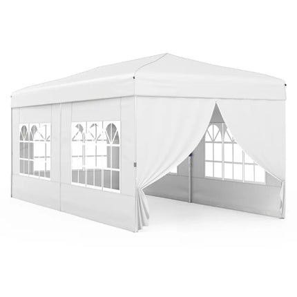 10 X 20 Feet Pop up Canopy Tent Instant Setup with 6 Sidewalls-White - White - Canopies