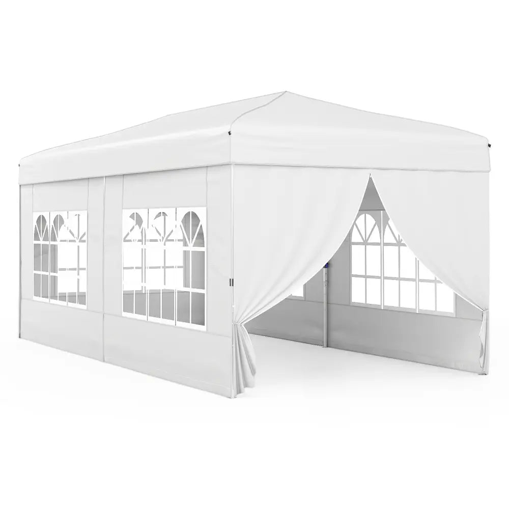 10 X 20 Feet Pop up Canopy Tent Instant Setup with 6 Sidewalls-White - White - Canopies