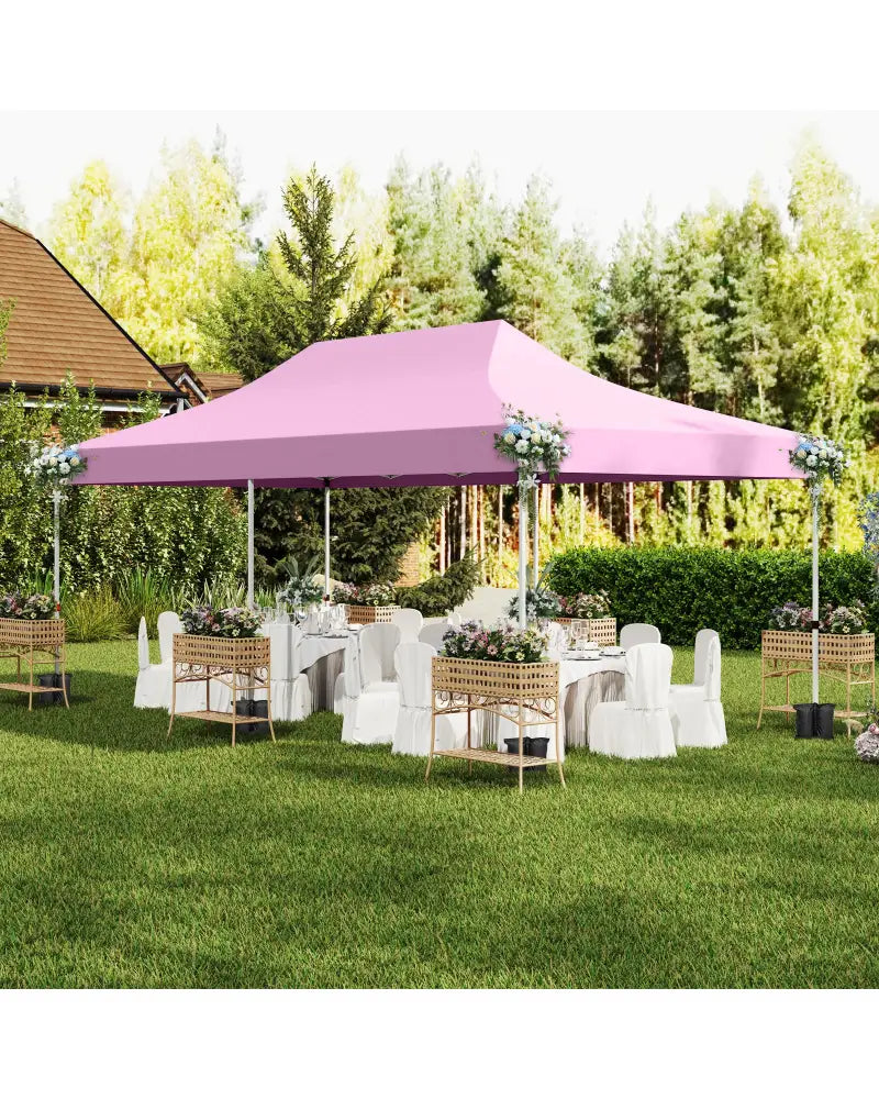 10 x 20 Feet Pop up Canopy with 6 Sidewalls Windows and Carrying Bag-Pink - Pink - Canopies