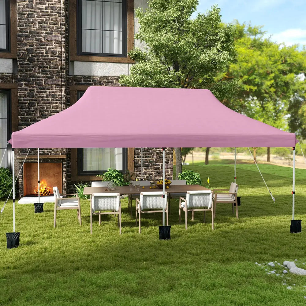 10 X 20 FT Pop up Canopy Tent Foldable Portable Outdoor Gazebo with Carry Bag-Pink - Pink - Canopies