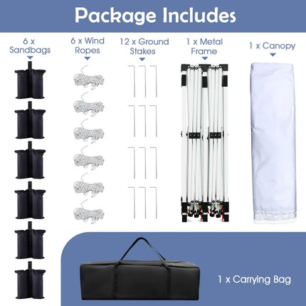 10 X 20 FT Pop up Canopy Tent Foldable Portable Outdoor Gazebo with Carry Bag-White - White - Canopies